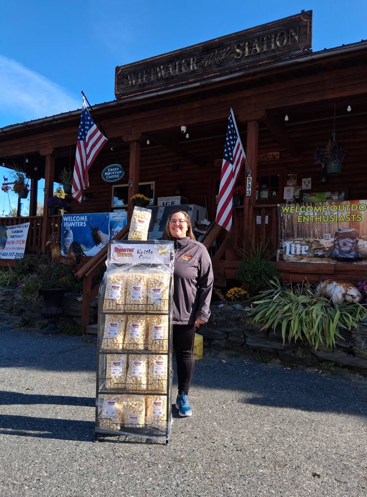 Kettle corn display in front of the store